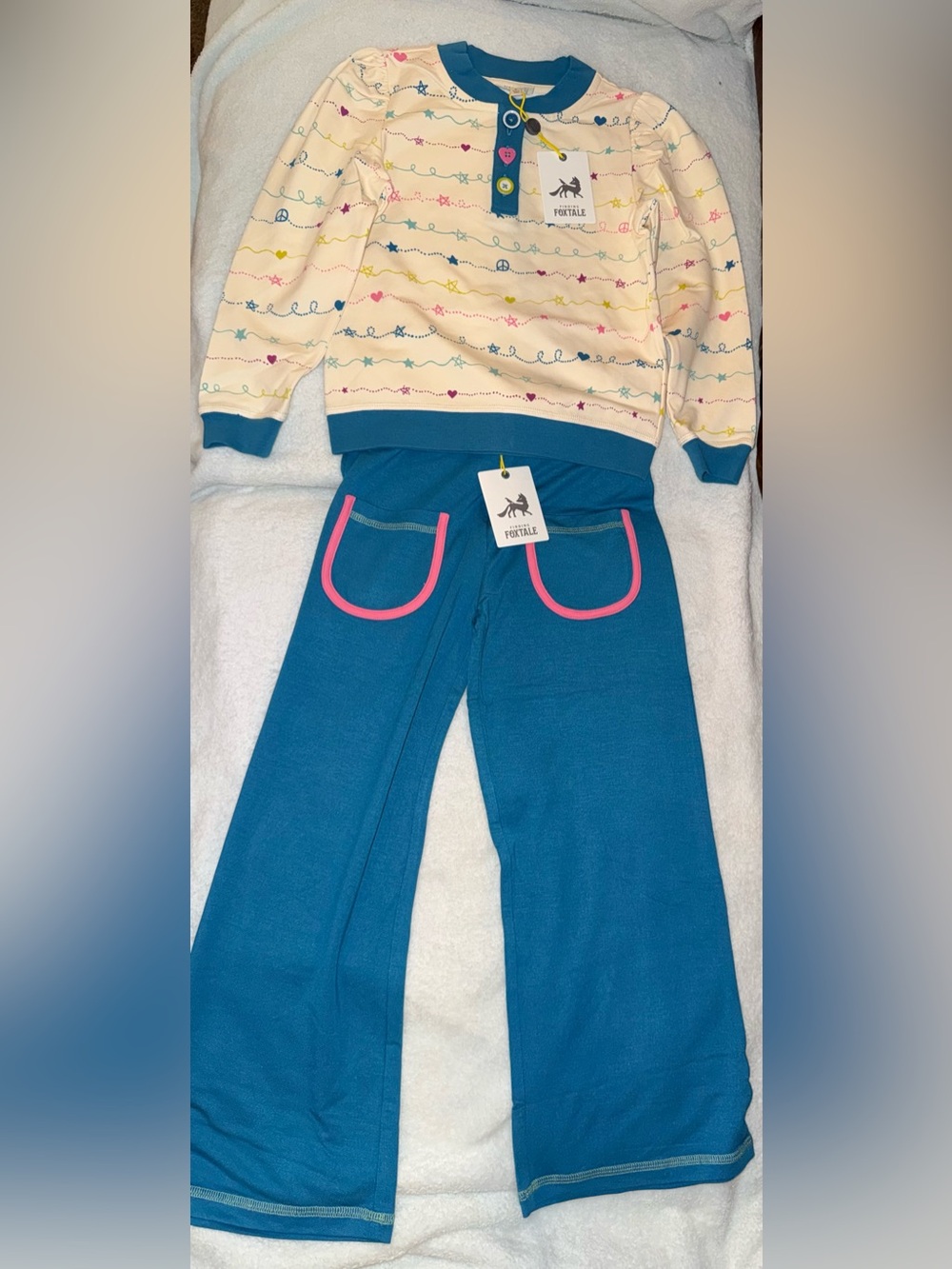 Finding Foxtale Scribble Top and Happy Days Bottoms, size 6, NWT
